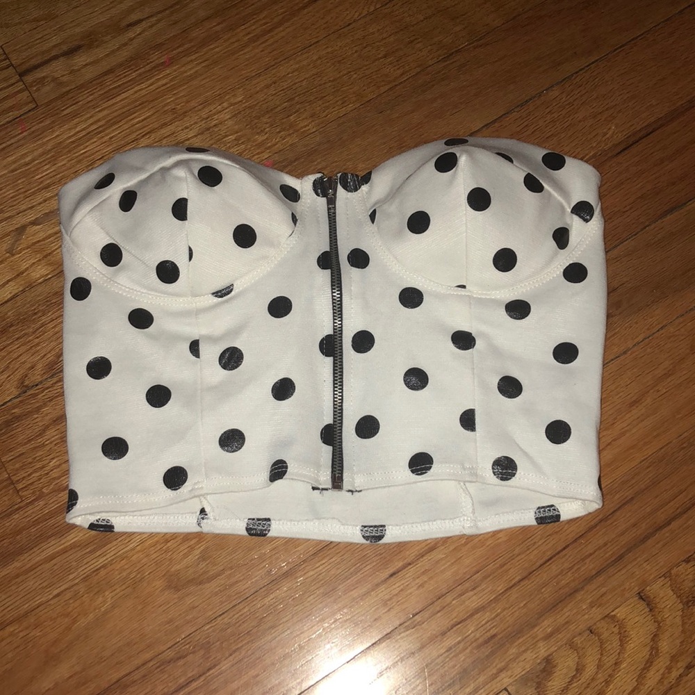 Zip polka dot crop top